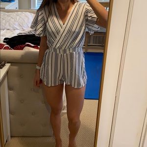 Romper with blur and white stripes